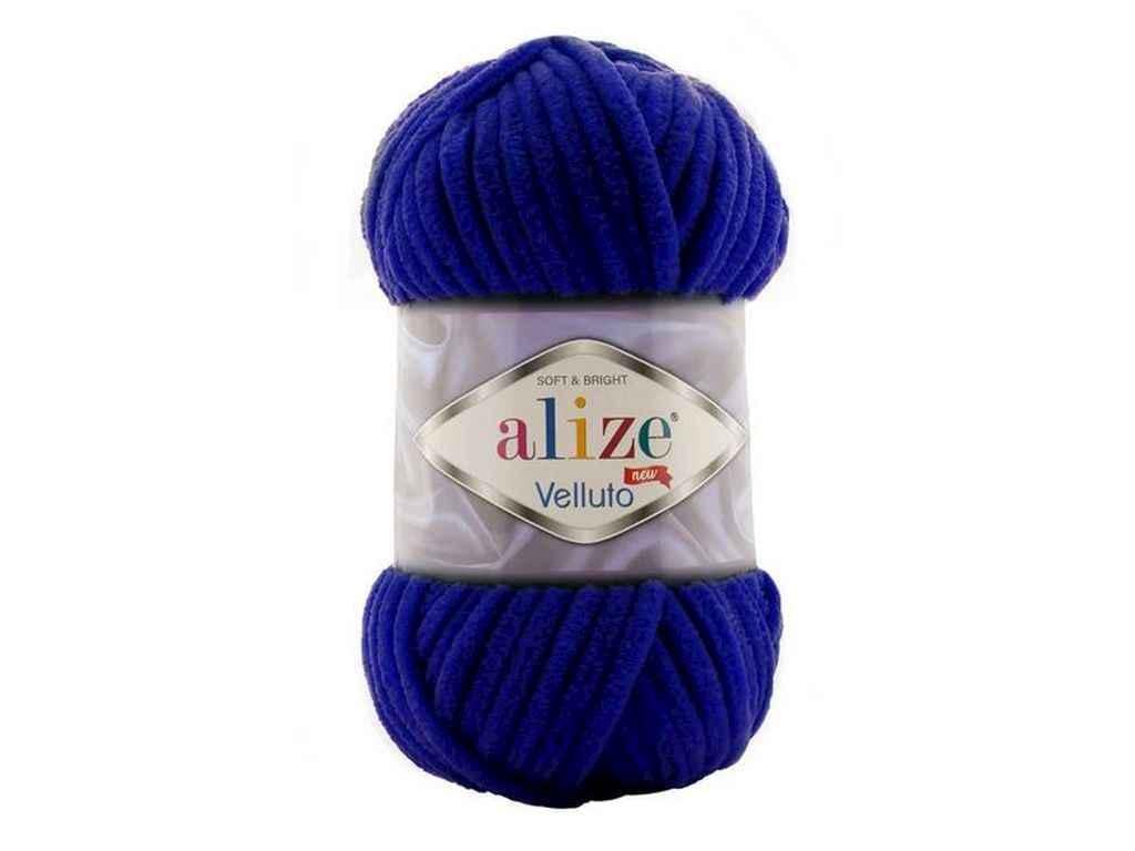 Пряжа Alize Velluto 100% мікрополіестер 100 г 68 м 5 шт. колір 360 Синій (969577)