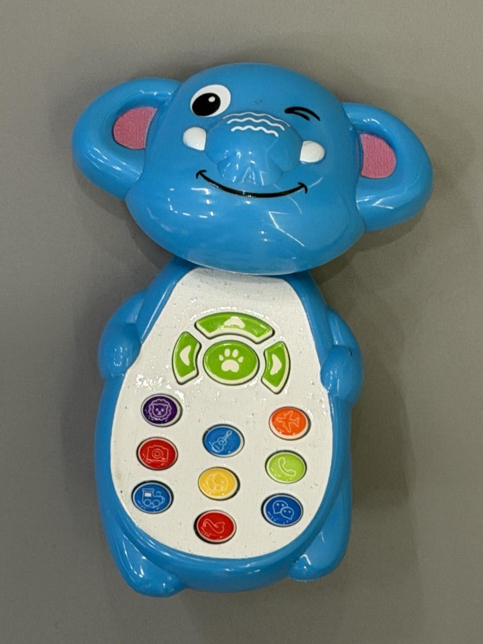 Телефон мобильный Metr+ учебный Слоненок музыка/украинский язык/песни/стихи 13 см Голубой (M 5773 ABC)