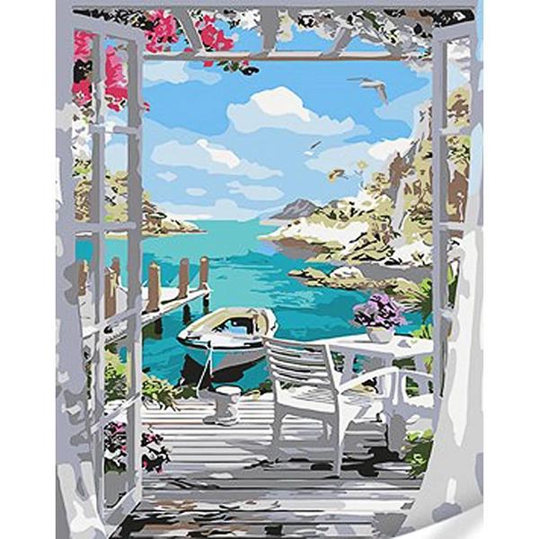 Картина за номерами Strateg Преміум Вихід до води з лаком та рівнем 30x40 см (Str-SS1047)