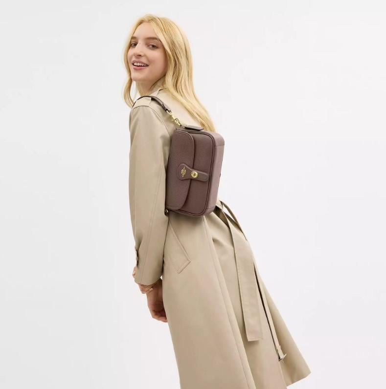 Сумка Coach Hadley Shoulder Bag pebbled leather/Gold/Dark Stone (b2410) - фото 6