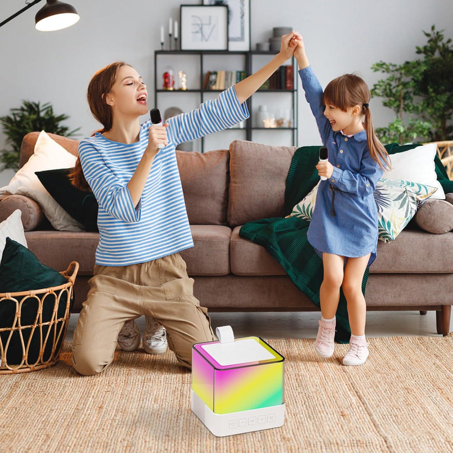 Колонка караоке дитяча з двома бездротовими мікрофонами RGB підсвічуванням (K18) - фото 11