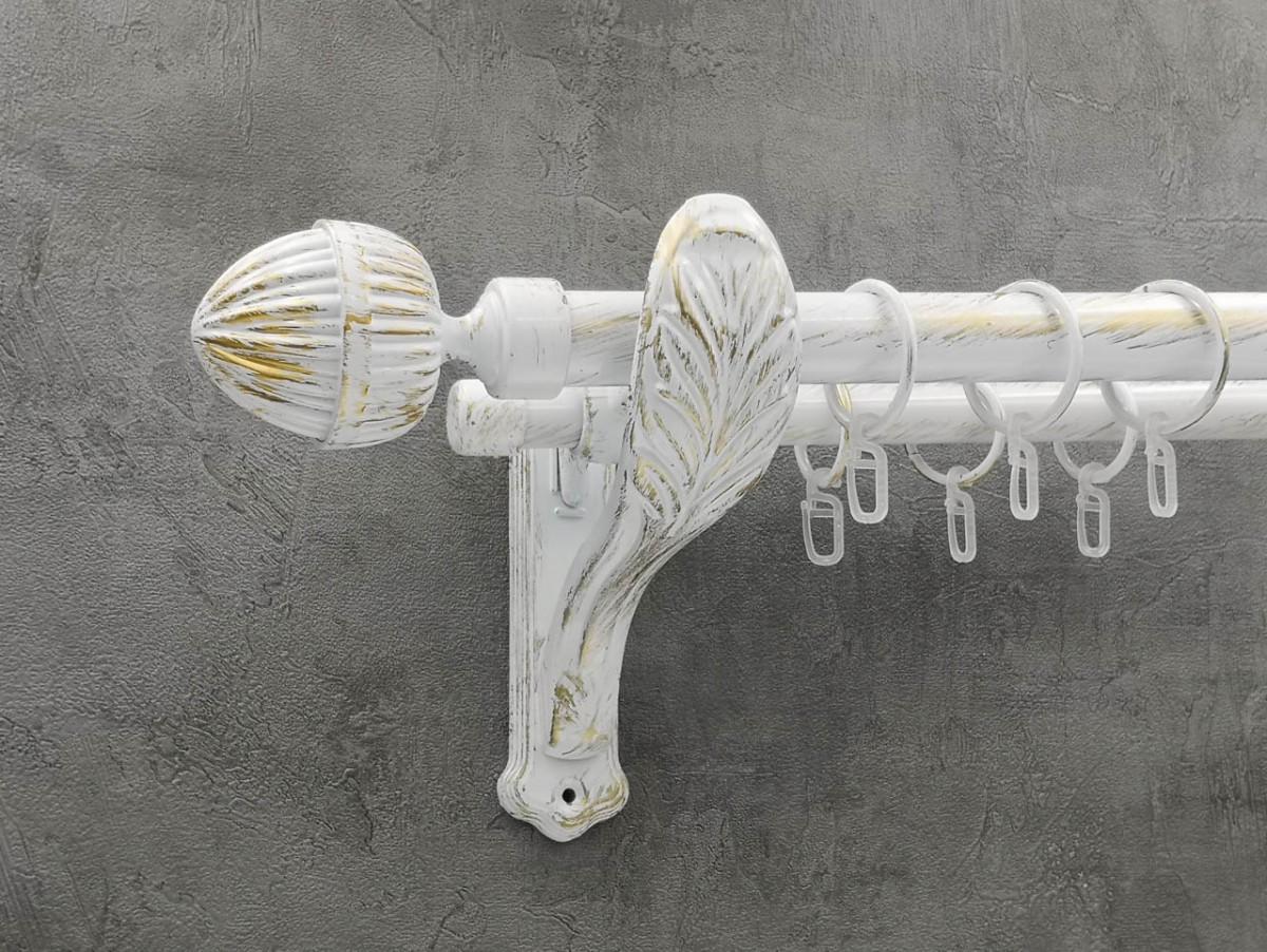 Карниз Quadrum Одеон гладкая штанга двойной ретро 25/19 мм 300 см Белое золото (272381761)