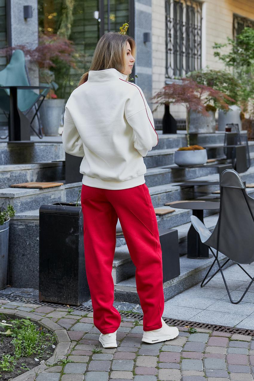 Костюм женский Лакоста М196.4 с начесом XL Кремовый/Красный (981-1-63) - фото 3 Костюм женский Лакоста М196.4 с начесом XL Кремовый/Красный (981-1-63) - фото 3