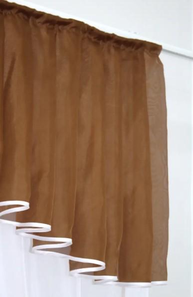 Занавеска на кухню/балкон шифон 200х170 см Белый/Коричневый (103к) - фото 5 Занавеска на кухню/балкон шифон 200х170 см Белый/Коричневый (103к) - фото 5