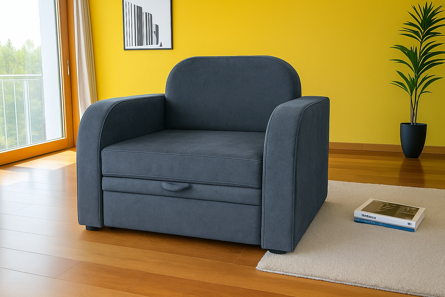 Кресло-диван мягкое раскладное Tobi Sho Дрим велюр Mars 1140х850х730 мм 10/Синий