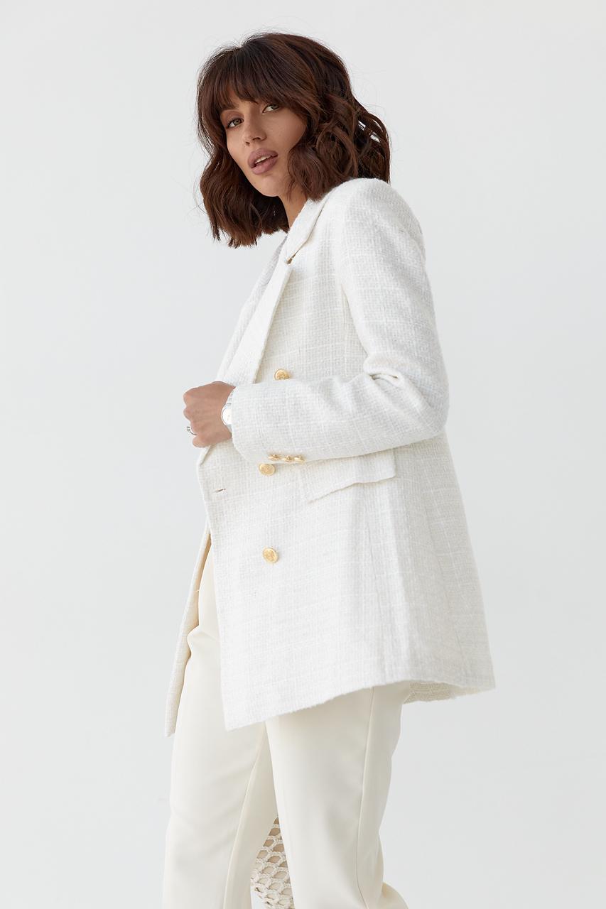 Піджак твідовий S Молочний (10905657) - фото 6