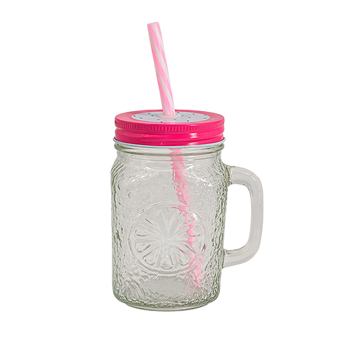 Банка з кришкою та трубочкою Stenson R93374 Fruit 450 мл Pink (34187950)