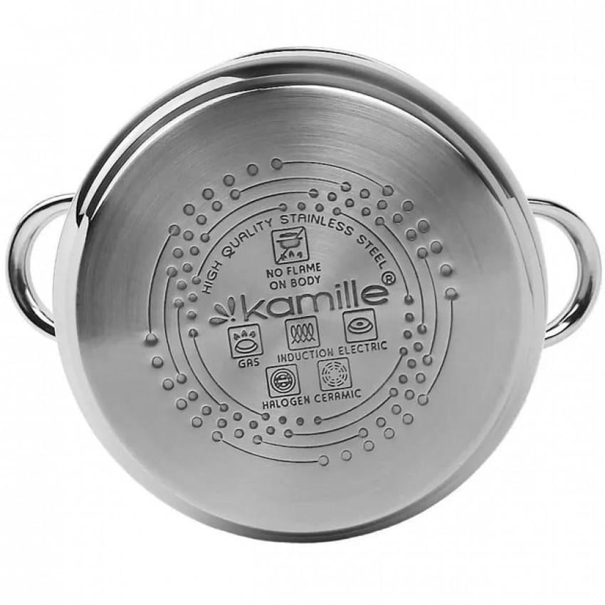 Кастрюля глубокая Kamille КМ-5403 из нержавеющей стали с мерной шкалой 8 л Стальной (150-84-5403) - фото 2 Кастрюля глубокая Kamille КМ-5403 из нержавеющей стали с мерной шкалой 8 л Стальной (150-84-5403) - фото 2