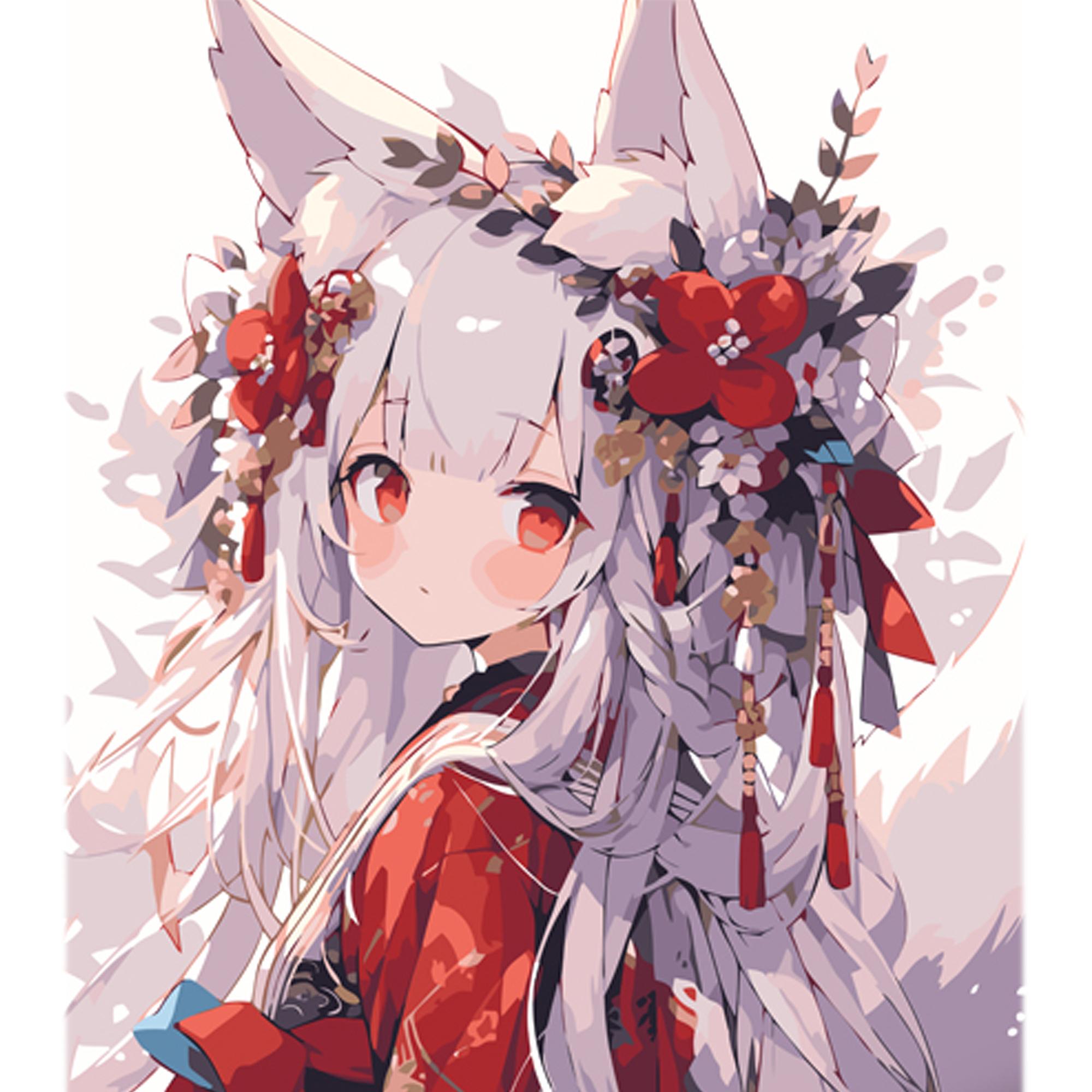 Картина по номерам Strateg Кицуне на цветном фоне 40x50 см (MZ013)