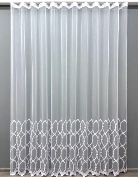 Тюль бамбук с вышитым орнаментом Холодный белый (1624т)
