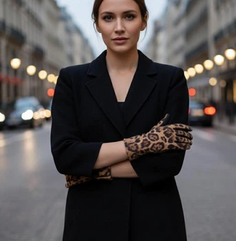 Перчатки женские с леопардовым принтом замшевые сенсорные M/7,5