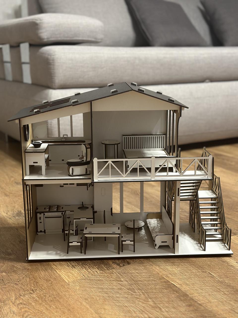 Конструктор-пазл детский Кукольный домик с балконом и лестницей деревянный (1777515643) - фото 6 Конструктор-пазл детский Кукольный домик с балконом и лестницей деревянный (1777515643) - фото 6