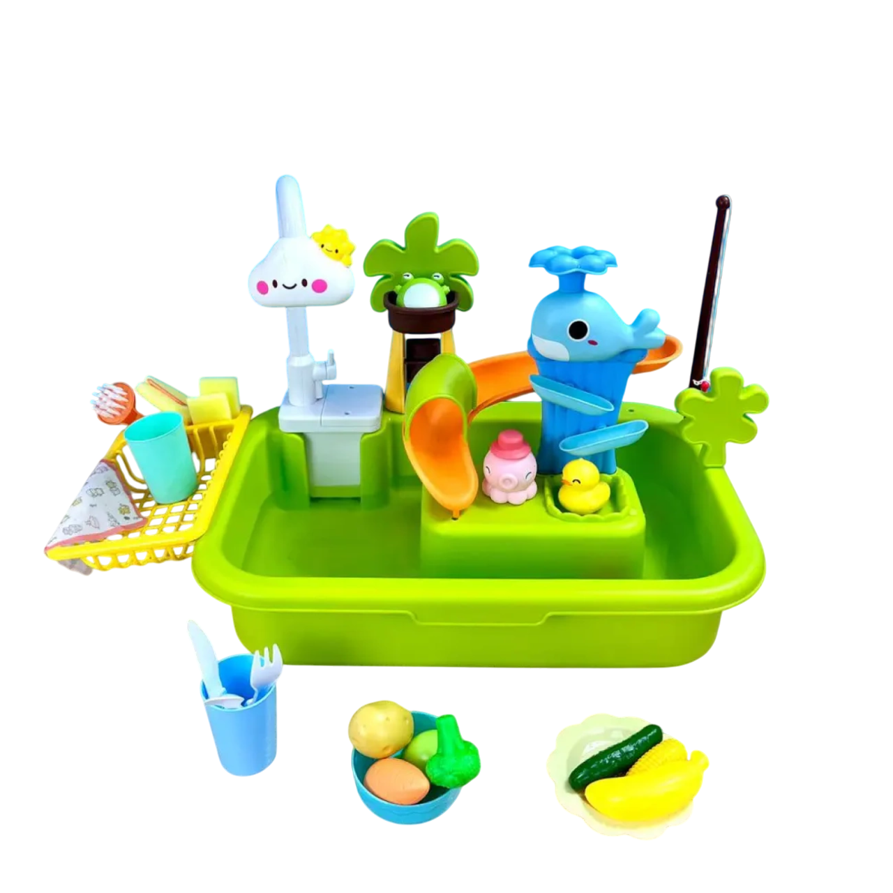 Детский игровой набор Рыбалка и мойка с автоматическим краном/удочкой/рыбками 39 эл. (29198530)