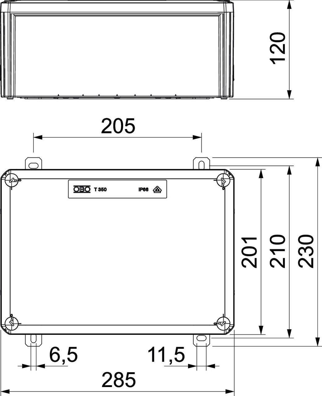 Розподільча коробка OBO bettermann зовнішня IP66 E90 PP 285х201х120 мм (7205786) - фото 2