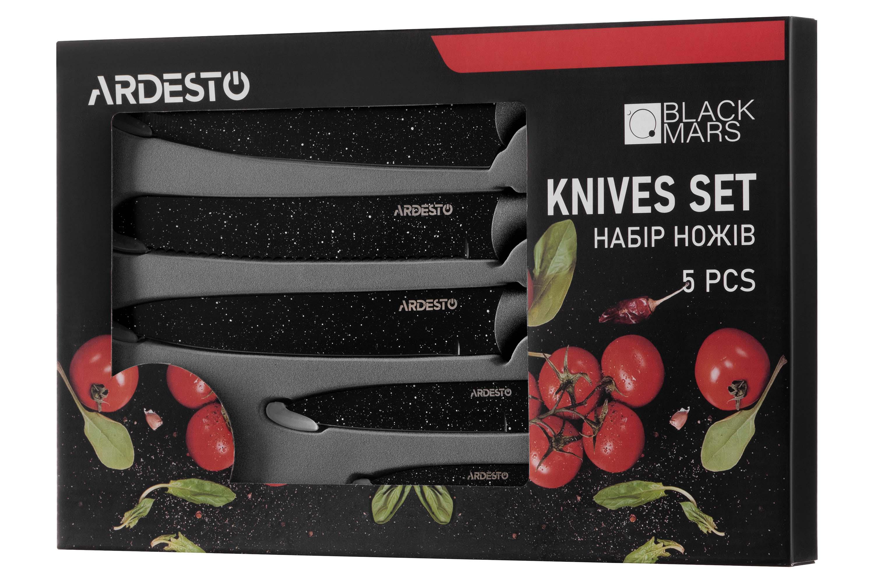 набор ножей Ardesto Black Mars 5 шт. Черный (30344491) - фото 9