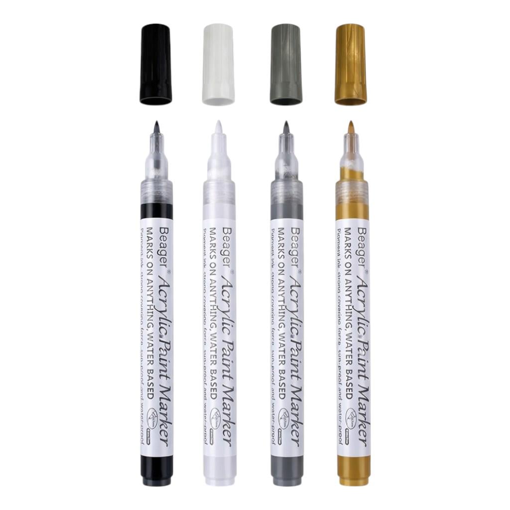 Набір маркерів акрилових Beager 0,7 мм Gold/Silver/Black/White 4 шт. (34087516)