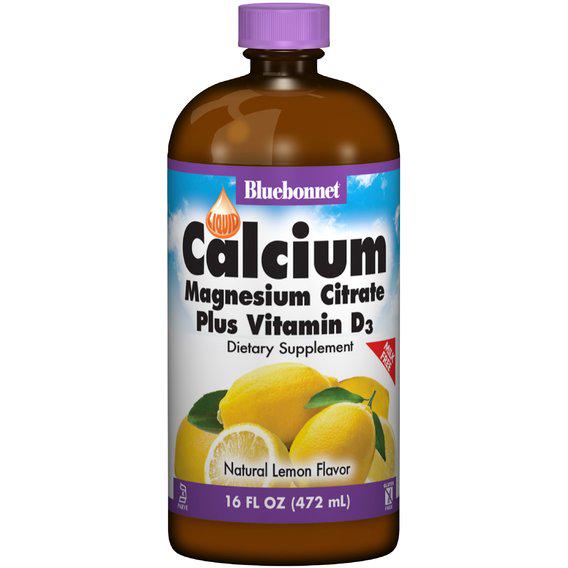 Микроэлемент Кальций Bluebonnet Nutrition Calcium Magnesium Citrate + Vitamin D3 16 oz 472 мл Natural Lemon Flavor (BLB0688)