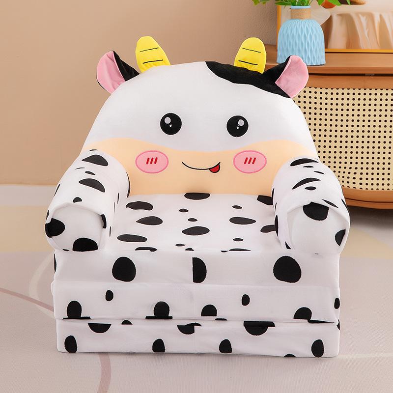 Кресло плюшевое Коровка раскладное в детскую комнату для детей 120 см Бело-черный (280054)