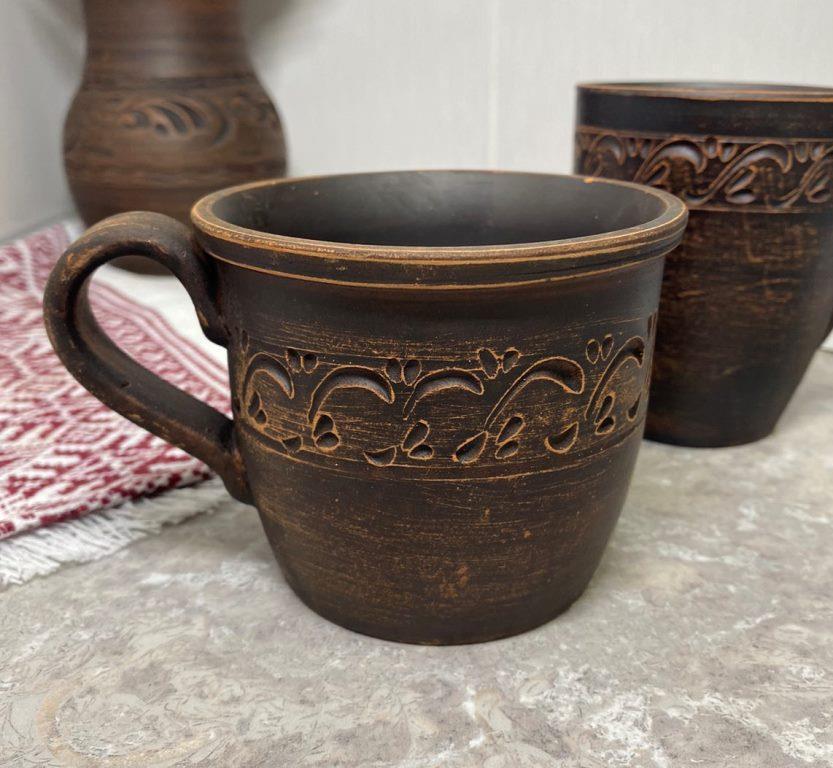 Чашка чайная из красной глины с ручкой 400 мл