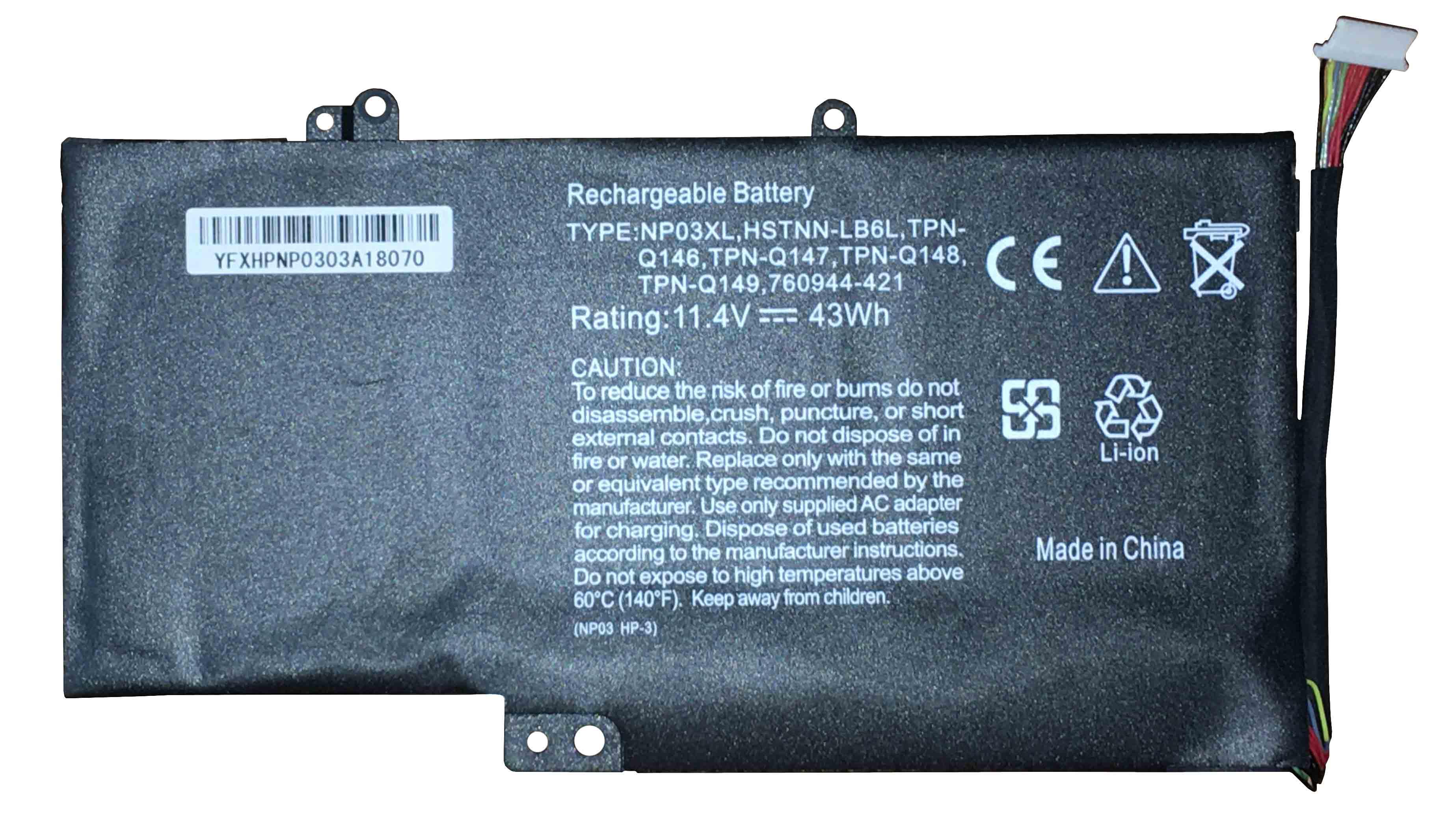 Аккумулятор для ноутбука HP NP03XL Pavilion 13 x360 11.4V Black 3800mAh OEM