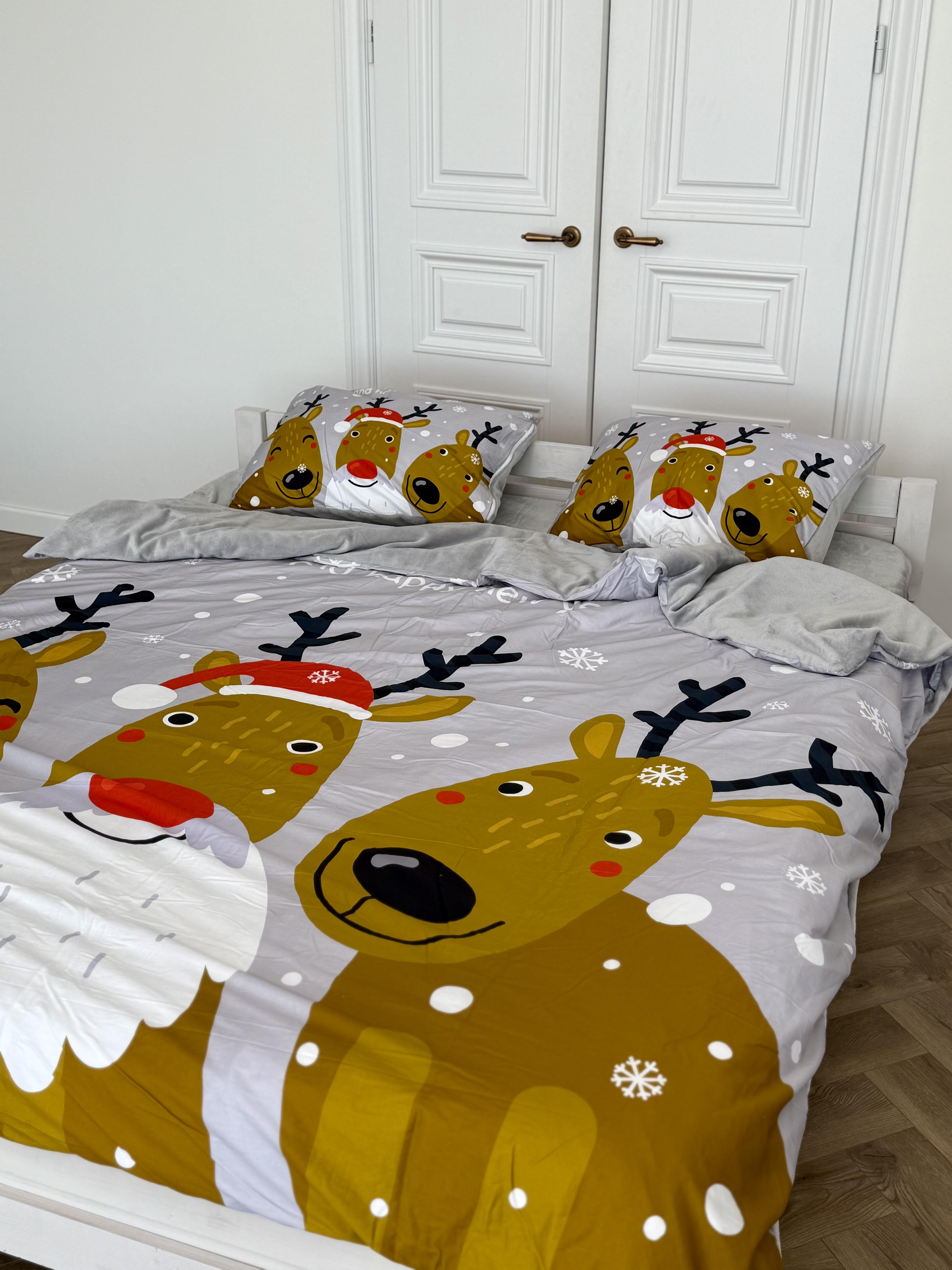 Комплект постельного белья Рождественские Лене плюш/сатин полуторный/наволочки 50х70 см (9008) - фото 3 Комплект постельного белья Рождественские Лене плюш/сатин полуторный/наволочки 50х70 см (9008) - фото 3