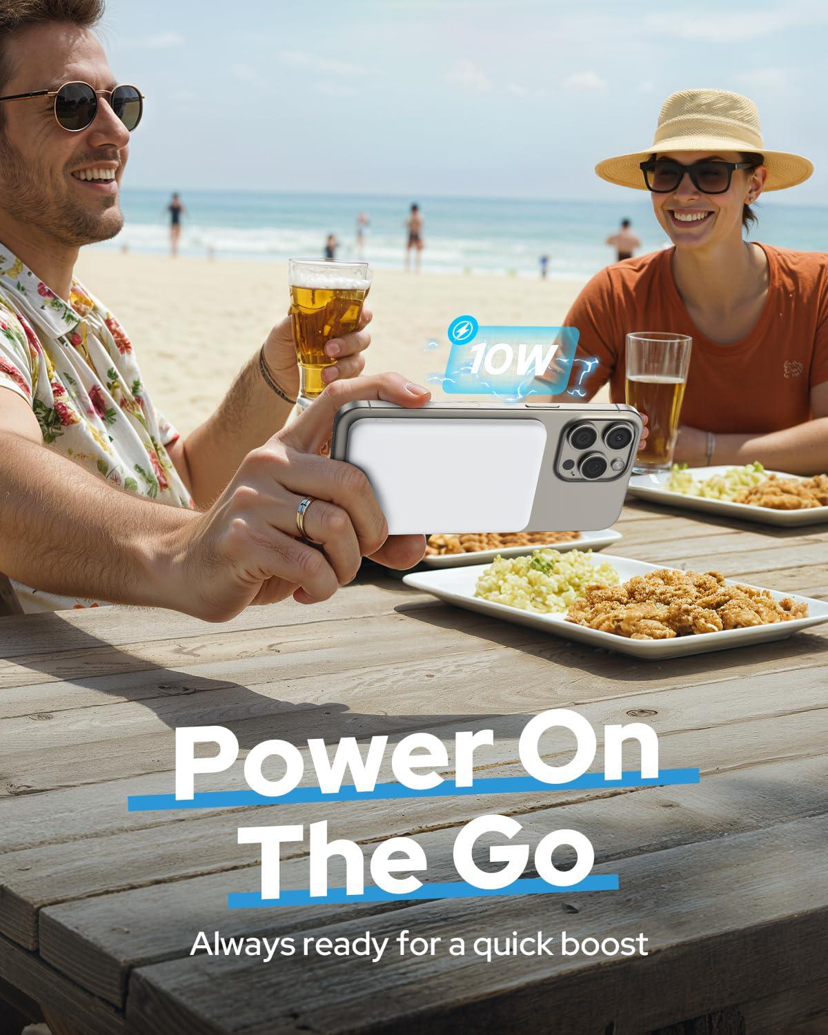 Повербанк магнитный MagSafe 5000 mAh для iPhone Air/17/16/15/14/13/12 White - фото 7