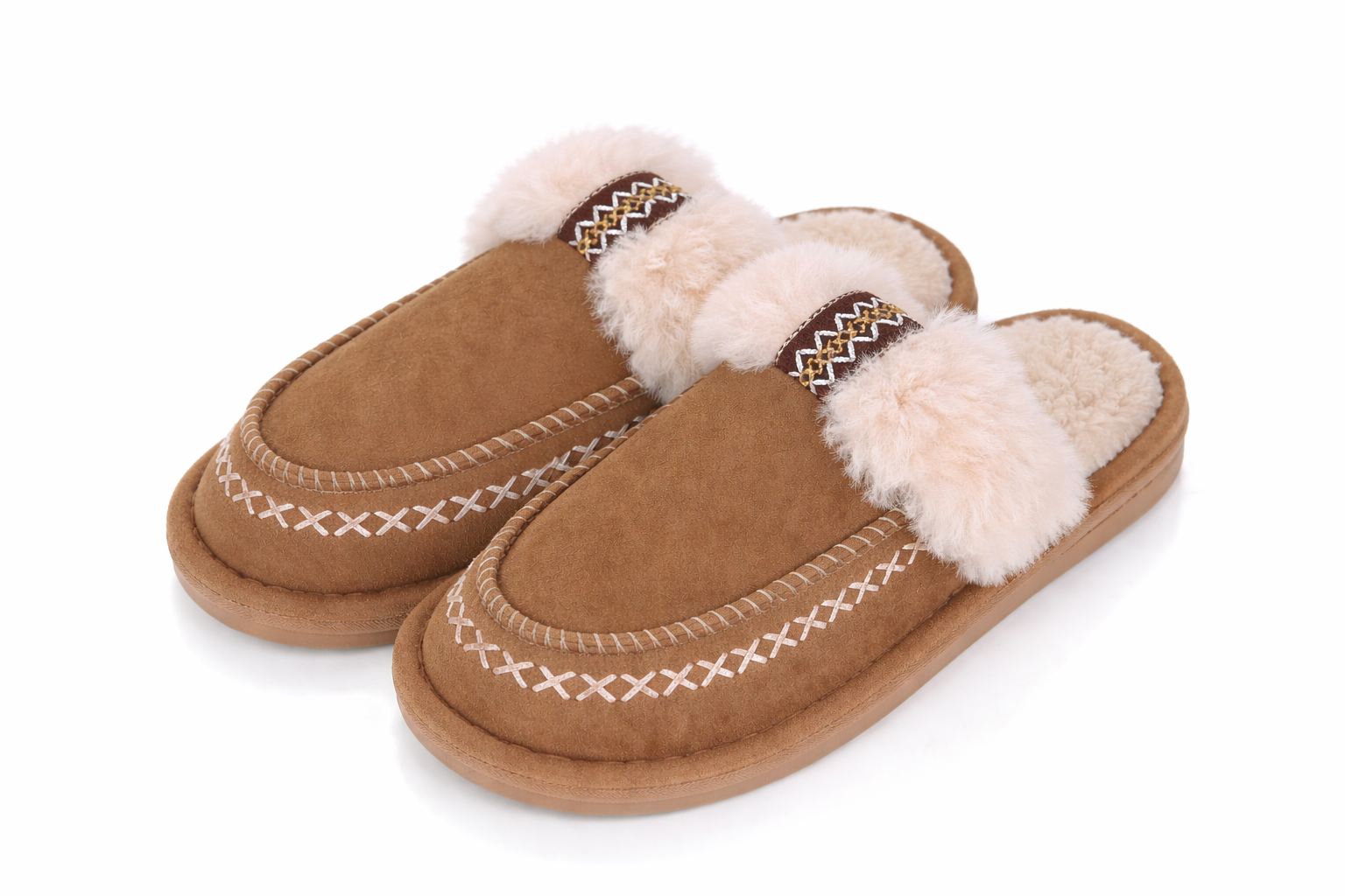 Домашние тапочки Warm Story меховые с вышивкой р. 36-37 Коричневый (0072)