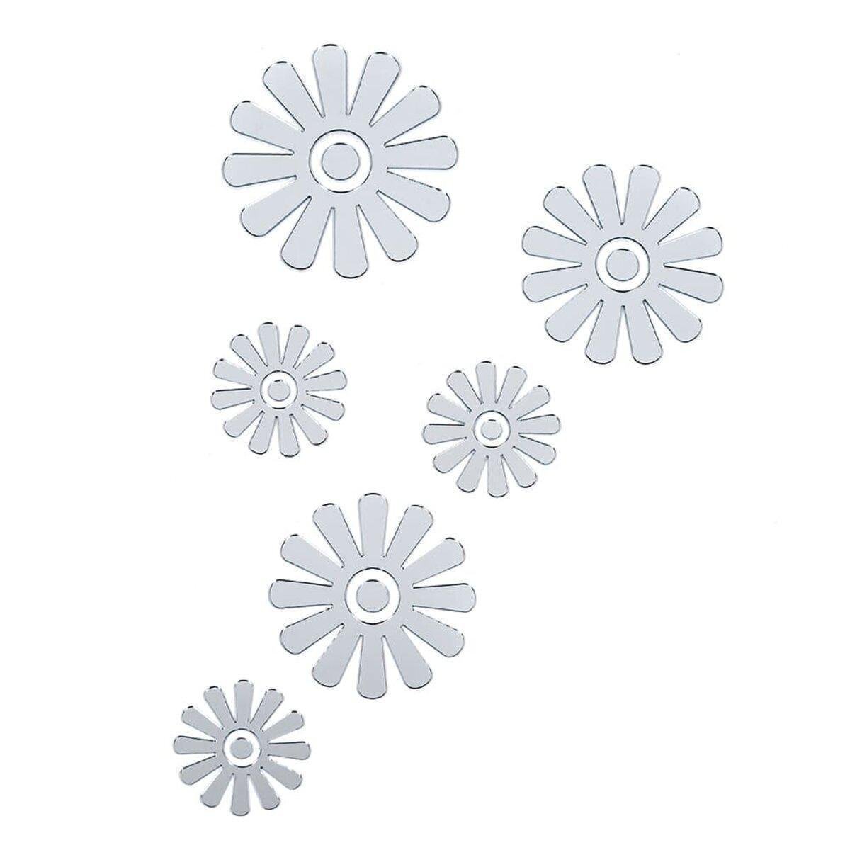 Декор самоклеющийся Цветы акриловый зеркальный 6 шт. Серебряный (3DPanda-2519)