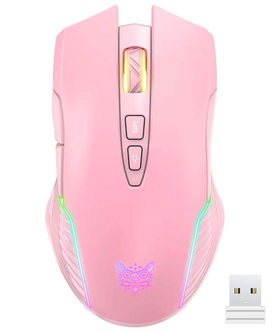 Мышка беспроводная игровая Onikuma CW15 RGB подсветка 3600 DPI Розовый (748337)