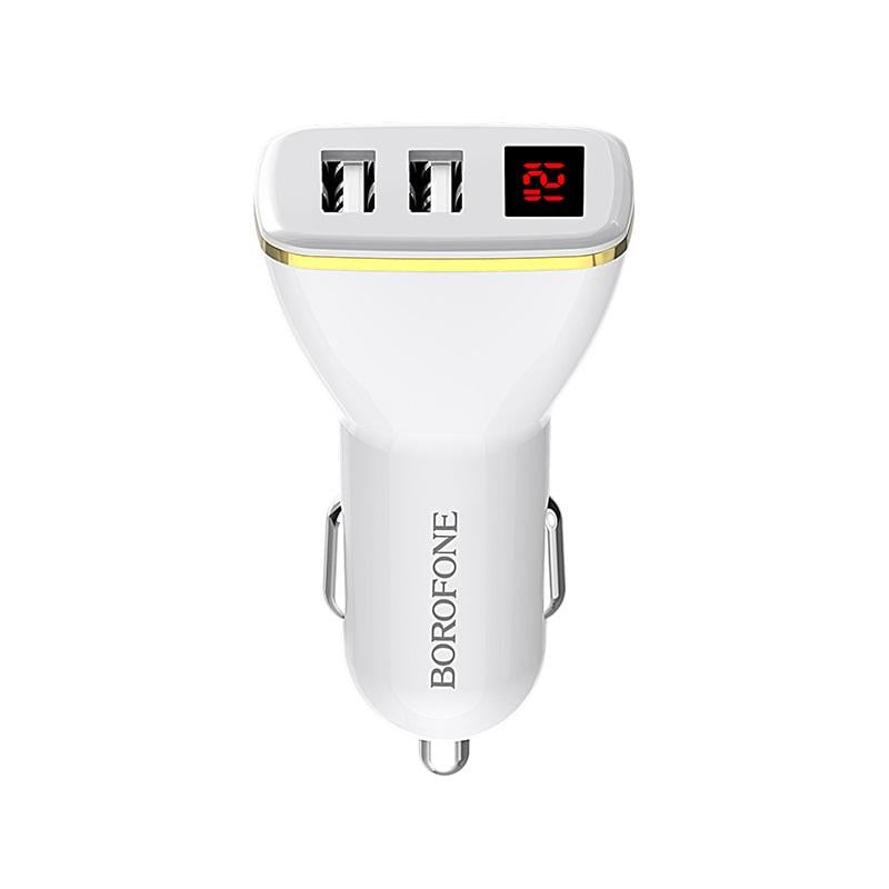 Автомобильное зарядное устройство для Borofone BZ11 2 USB 2,1A с амперметром White