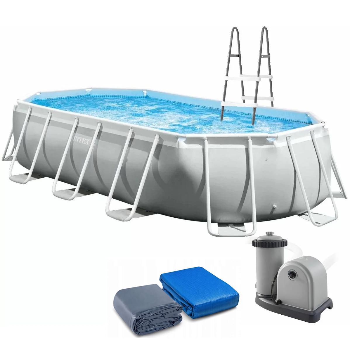 Басейн каркасний овальний Intex 26796 503х274х122 см 13365 л з картриджним фільтром/драбиною/тентом/підстилкою