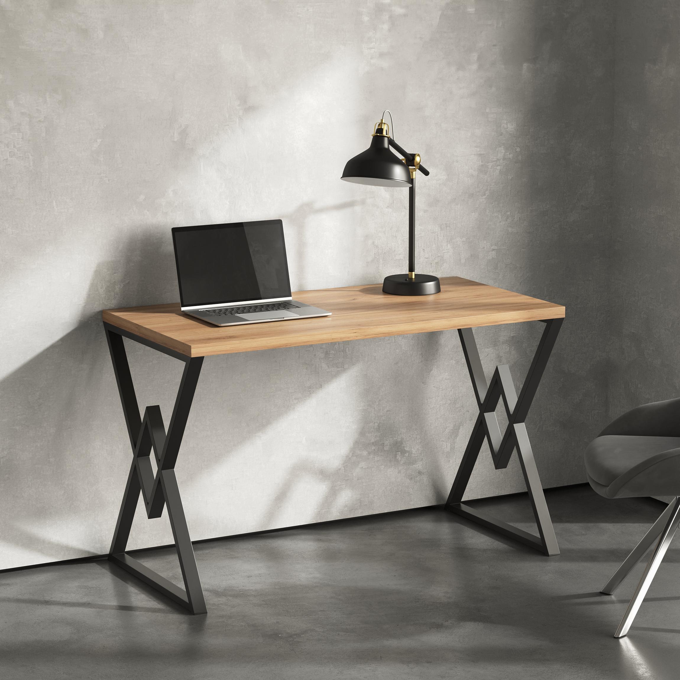 Стол письменный лофт Серия 14 1400х700х32 мм Дуб Крафт Золотой (24159524)