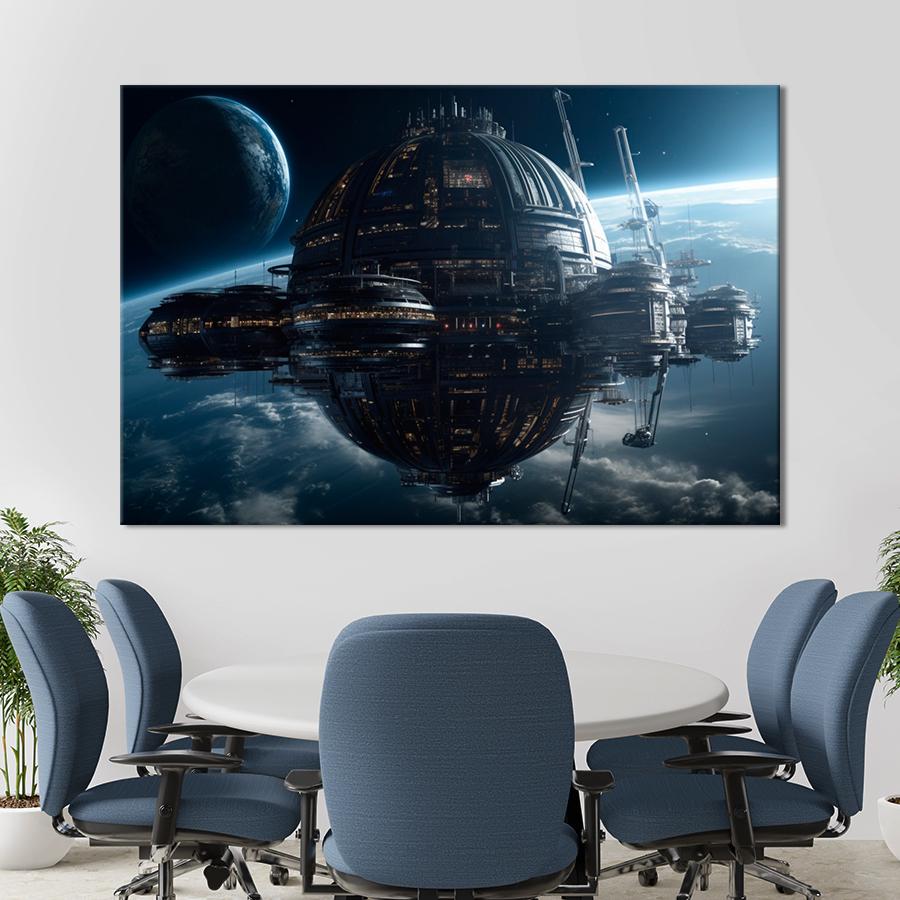 Картина космос Футуристическая космическая станция 80x54 см (A1285-1)