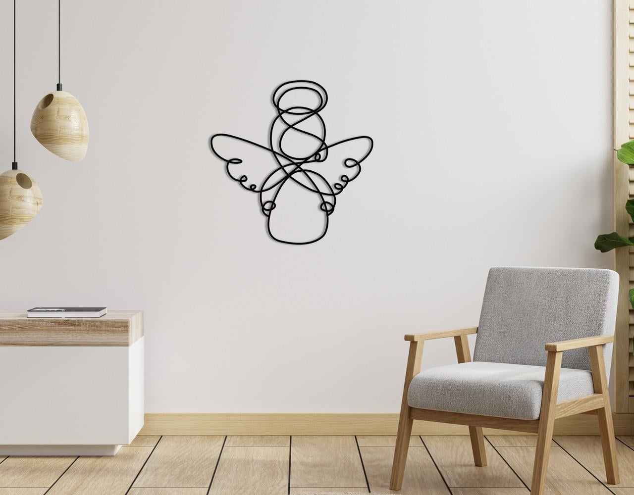 Панно на стену из дерева декоративное Upwood Decor Angel 40x40 см Black (1576641206)