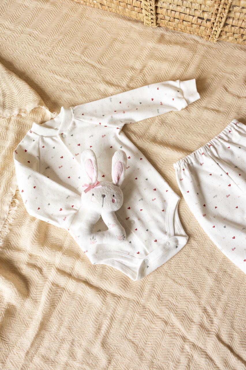 Боди с длинным рукавом интерлок Сердечка 62 см (2678713589)