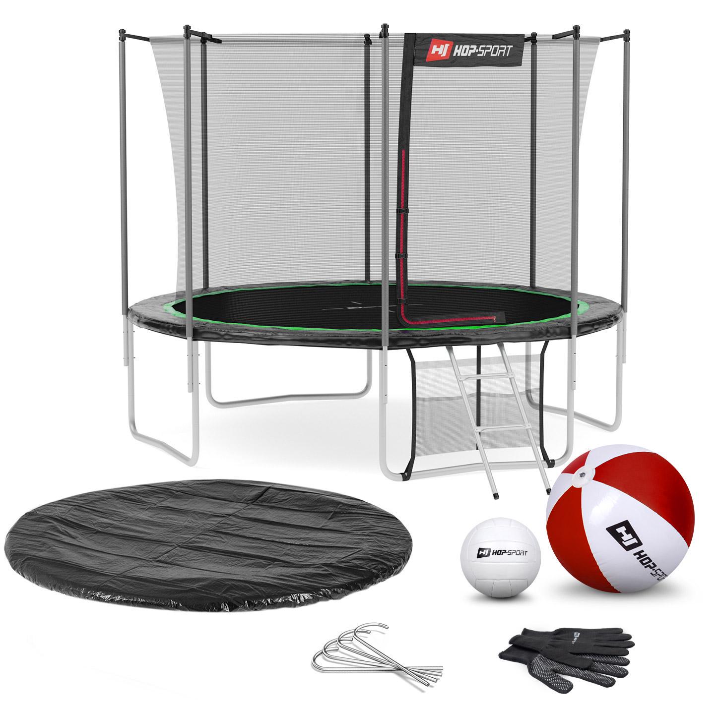 Батут Hop-Sport 10ft (305 см) с внутренней сеткой (4 ноги) Черно-зеленый