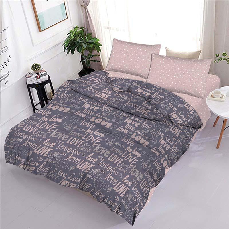 Комплект постельного белья евро Gold Лове (13743)