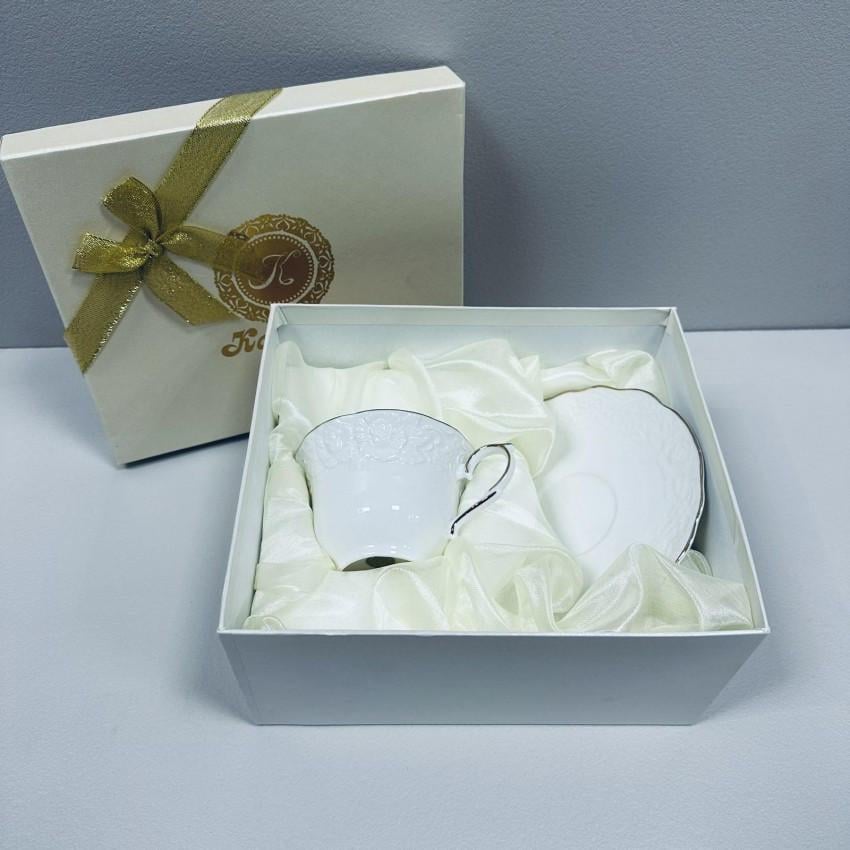 Чашка з блюдцем S&T 2340 Біла ніч порцеляна 220 мл (2503330055)