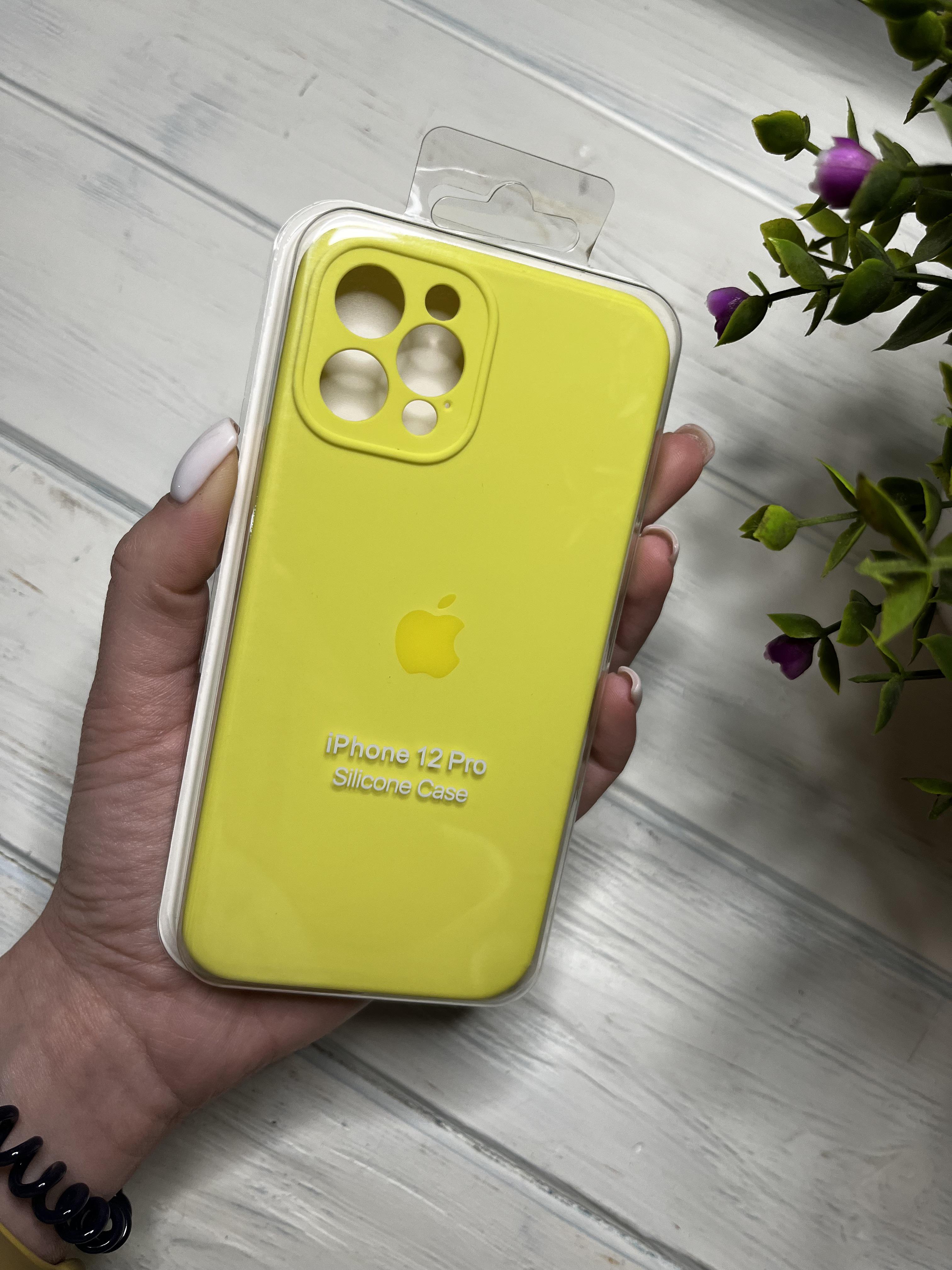 Чехол накладка на iPhone (Айфон) 12 pro квадратные борта silicone case full camera Apple