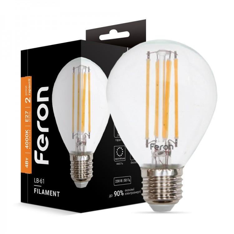 Світлодіодна лампа Feron Filament 4 W E27 4000 K LB-61