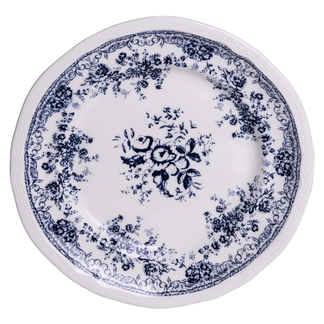 Столовый набор посуды тарелок и чашек Vintage Elegant 32 предметы на 6 персон фарфоровый обеденный Синий - фото 4