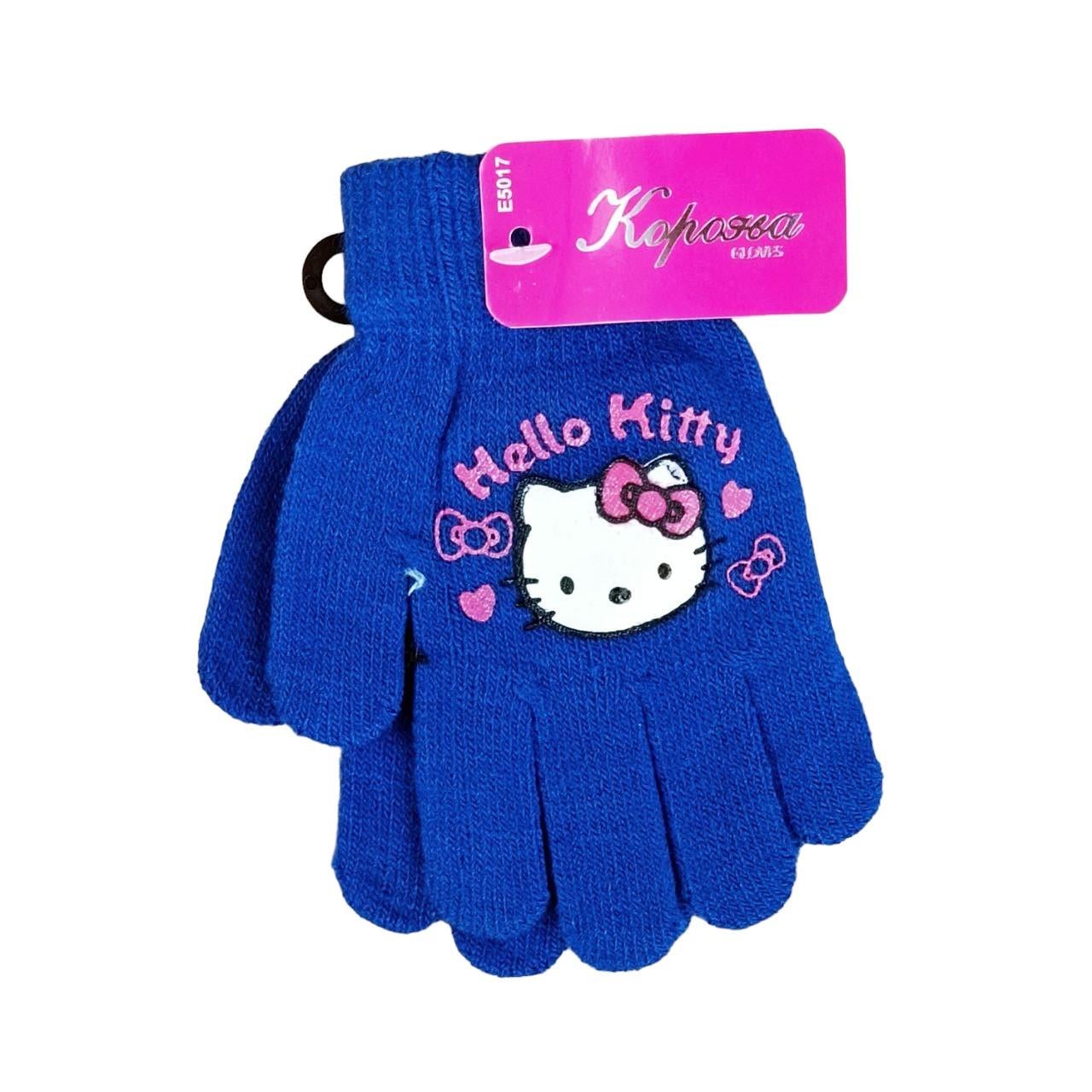 Перчатки детские с начесом Hello Kitty 5-7 года Синий (46938)
