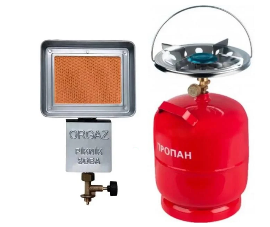 Газовый комплекс Nurgaz Kamp Soba 1500 Вт NG 309 до 20 кв/м с баллоном на 8 л (27449741)