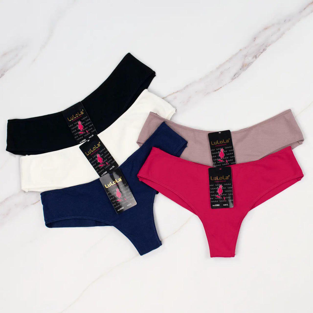 Набор женских трусиков танга в рубчике средняя посадка 5 шт. L (2382)
