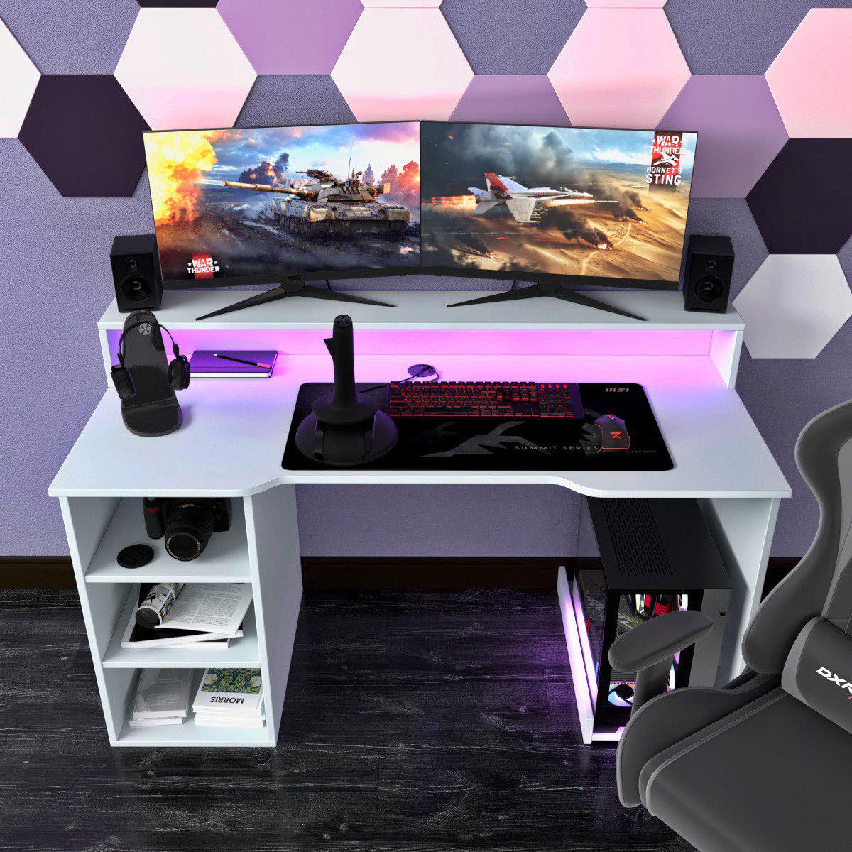 Компьютерный стол Mebellini Маршал NEW 1400х710/860х600 мм Белый (арт.SKEP1000-180) - фото 2 Компьютерный стол Mebellini Маршал NEW 1400х710/860х600 мм Белый (арт.SKEP1000-180) - фото 2