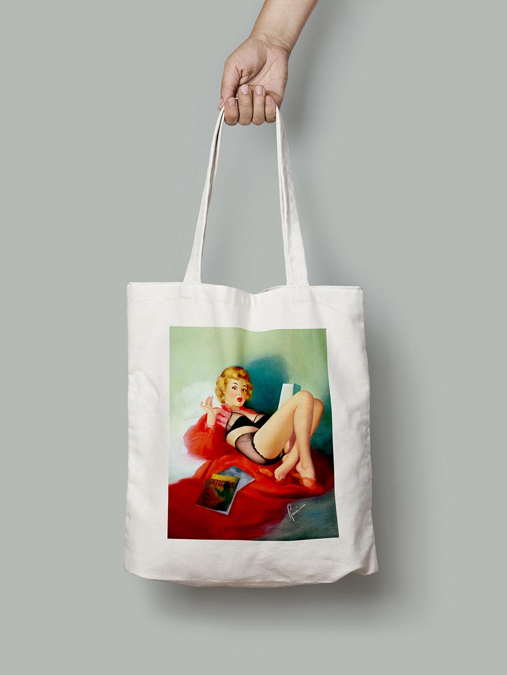Эко-сумка Девушка с книгами. Эдвард Рунчи шопер (pin_up010091_Bag)