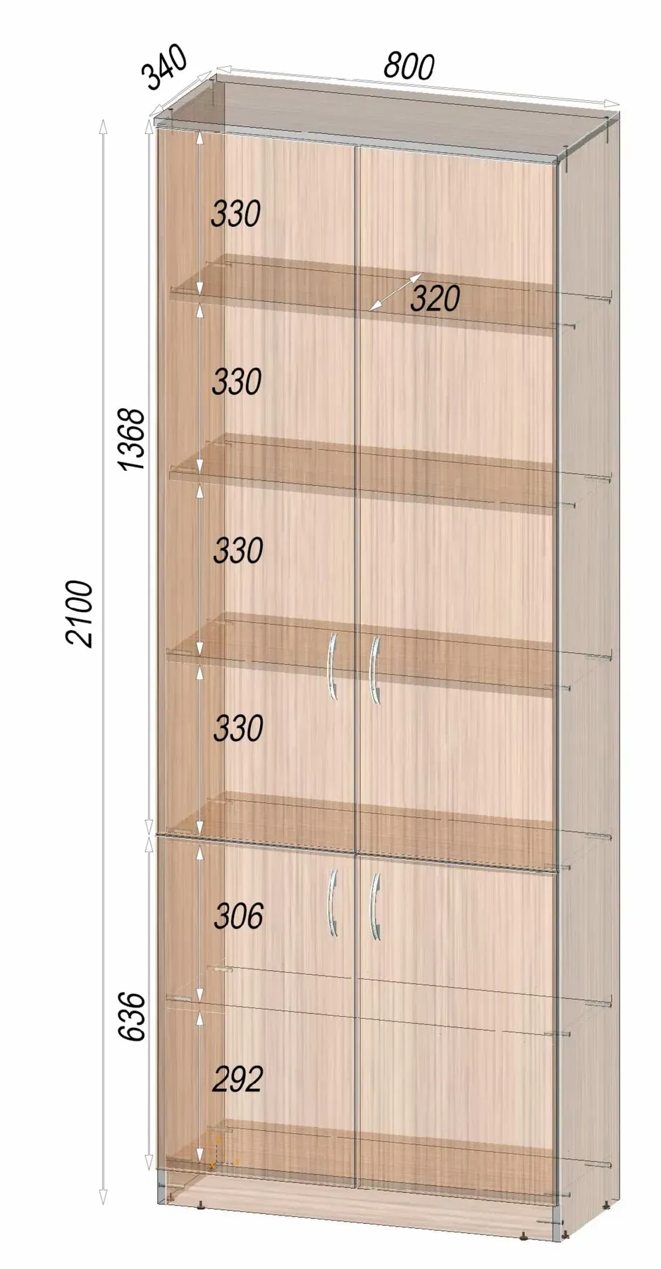 Шафа Kontinent ОШК-1 80х34х210 см Дуб Сонома (53006410) - фото 3