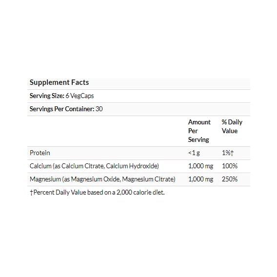 Мікроелемент Кальцій Solaray Cal-Mag Citrate 1:1 Ratio High Potency 180 Veg Caps (SOR04525) - фото 3