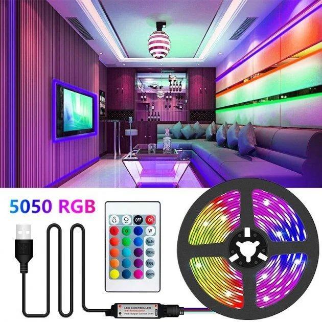 Cветодиодная LED лента 5050 rgb 2 м для фоновой подсветки телевизора Черный (7572lmn) - фото 3