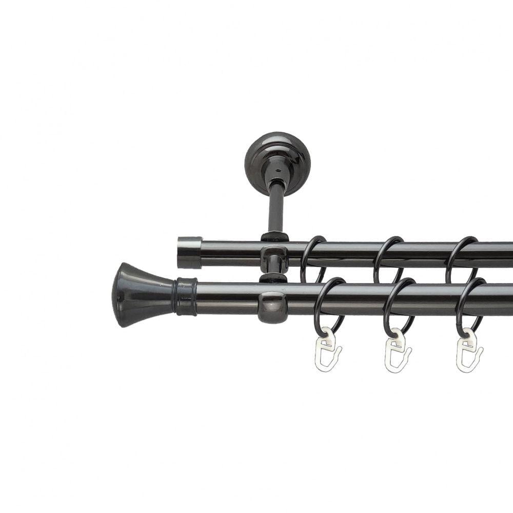 Карниз Orvit Люксор металевий дворядний відкритий гладка труба кільце металеве 19/16 мм 300 см Онікс (00-00014884) - фото 1